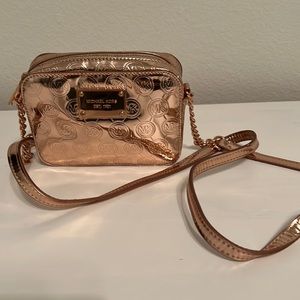 Rose Gold Metallic Michael Kors Crossbody Bag